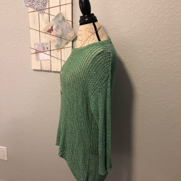 1[August Silk] Green open knit sweater - Picture 3 of 7